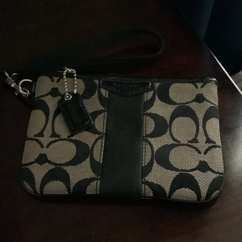 Coach Black and Tan Wristlet